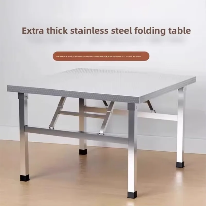 LTT stainless steel folding table commercial dining table household dining table