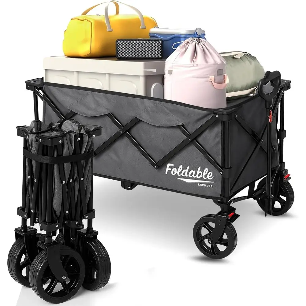 

Складная тележка-платформа 39 Extra-Long, грузоподъемность 360 фунтов, идеально подходит для пляжа, кемпинга, сада и активного отдыха - серая