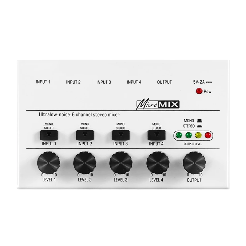 

1 PCS 4 Channels Audio Mixer Portable Ultra Low-Noise Mixer Mini Stereo Mixer Audio USB Mixer For Recording Studio White