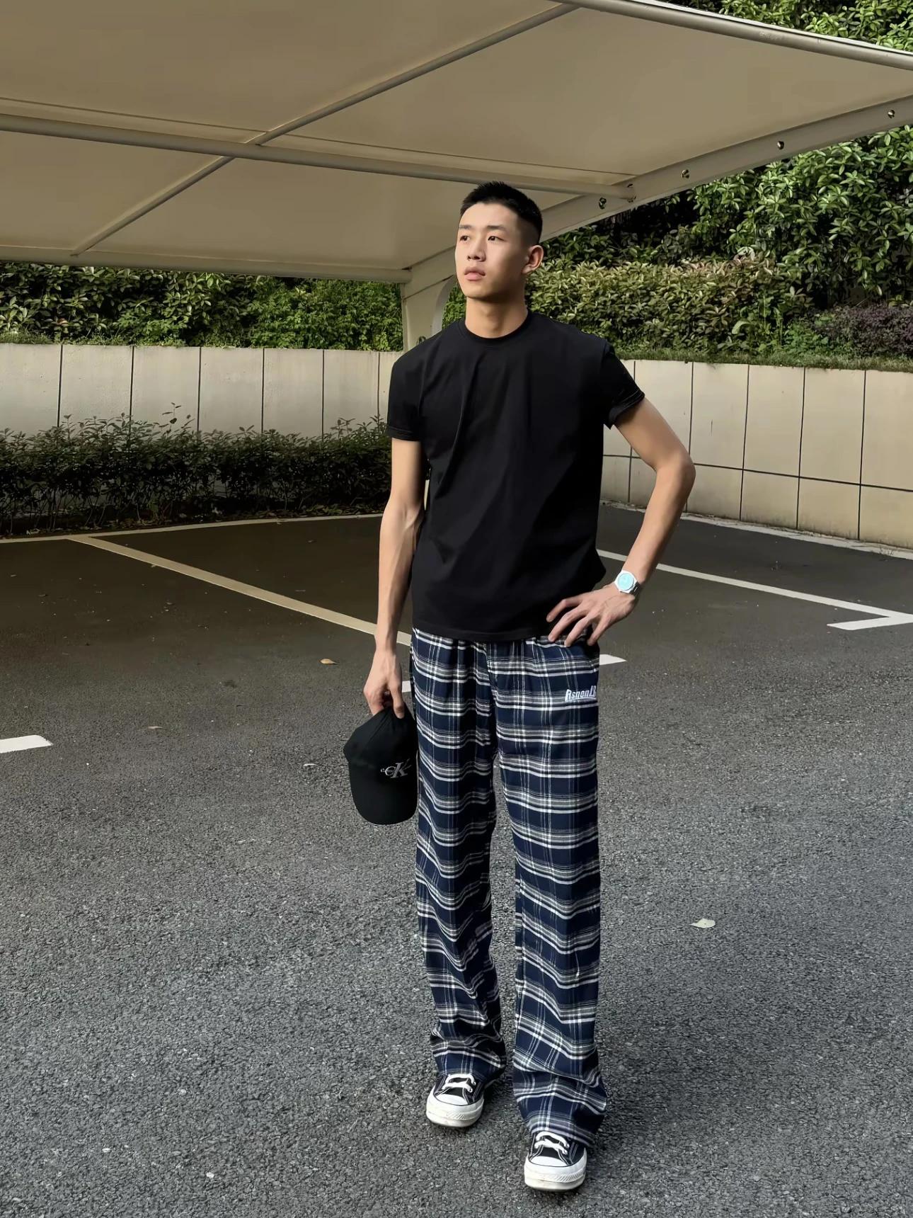 بنطلون كاجوال رجالي منقوش باللون الأزرق على الطراز الأمريكي واسع الساق لجميع المواسم، بنطلون يومي فضفاض مناسب للزوجين