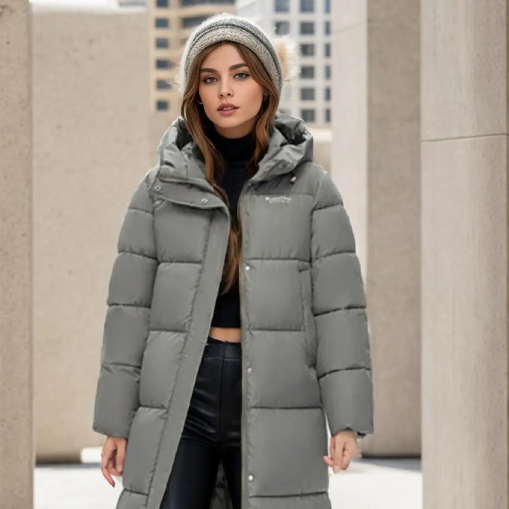 

Winter Women's down Cotton-Padded Coat Mid-Length Warm Hooded Top Korean Style plus Size New Fashion