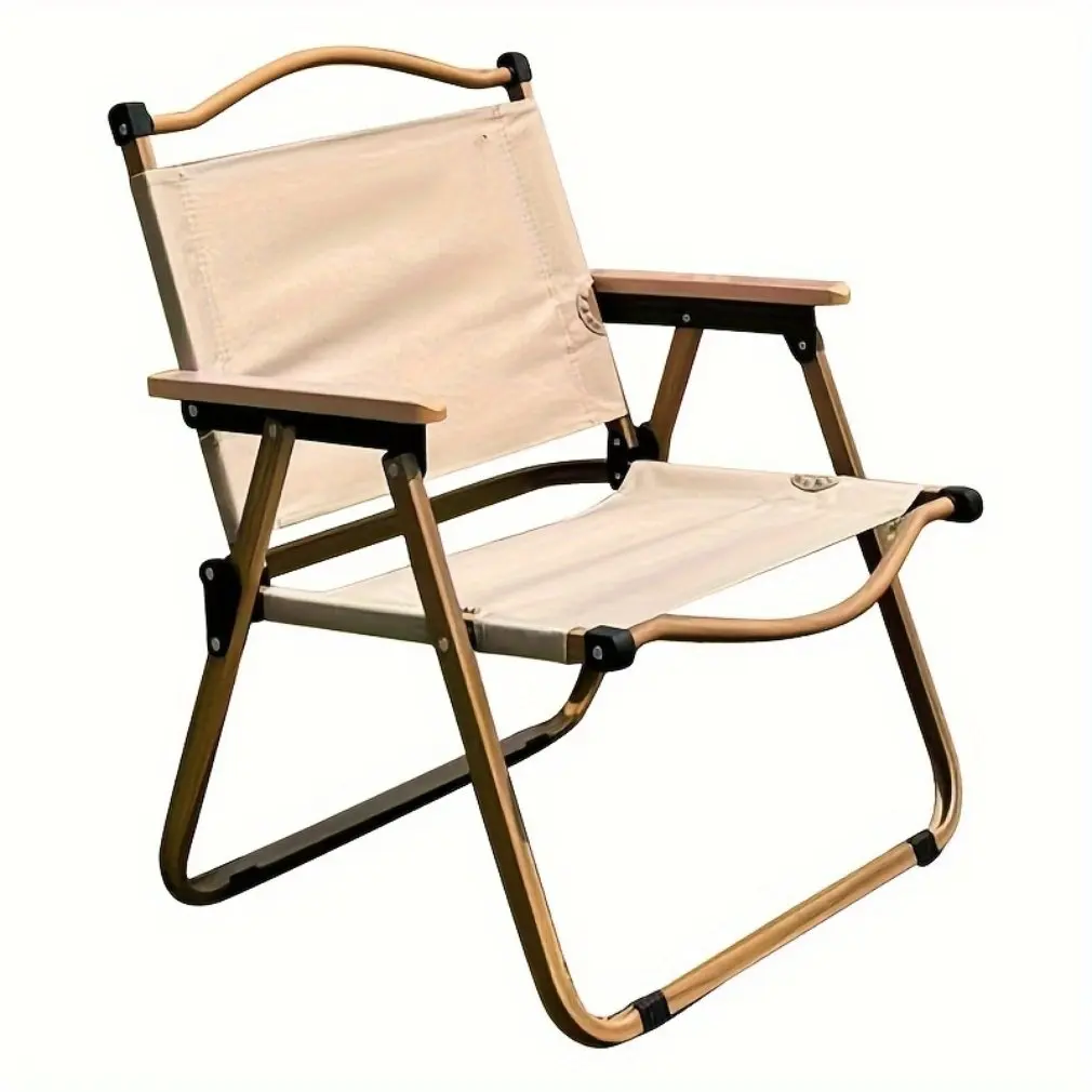 1Pcs Camping Chair Outdoor Portable Tourist Chair Aluminum Alloy Wood Grain Folding Chair Beach Equipment Chair