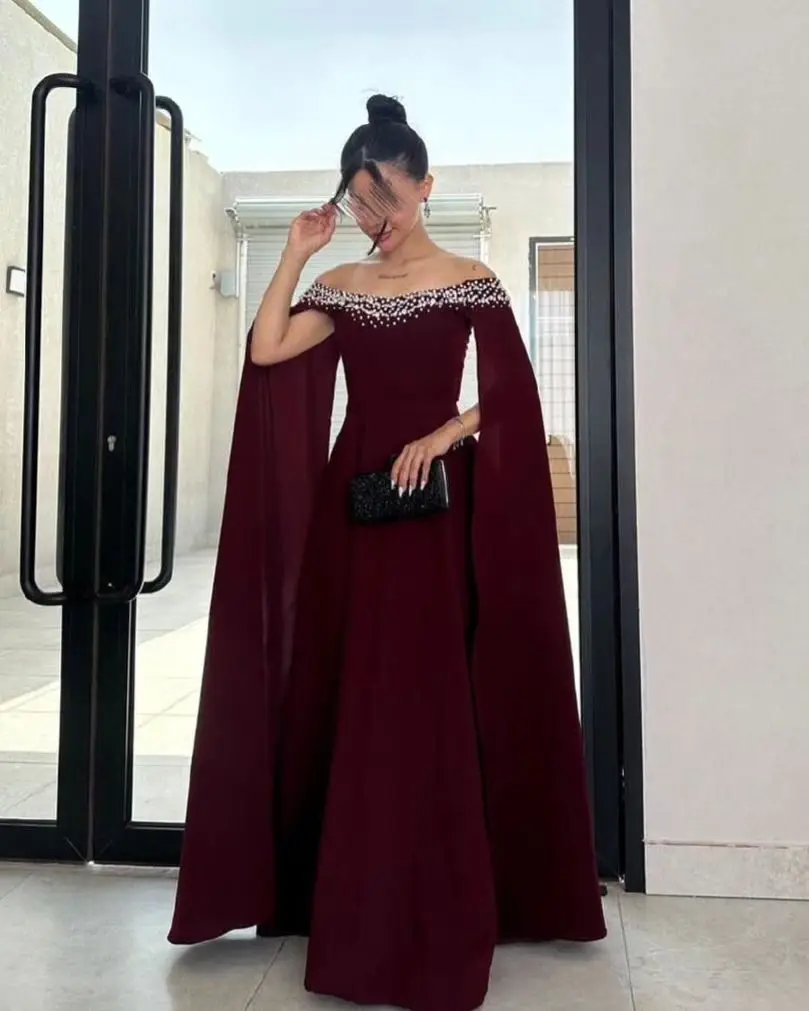 Jirocum Elegant Off Shoulder Prom Dress Beaded Chiffon Party Evening Gown customized A-line Floor Length Special Occasion Gowns