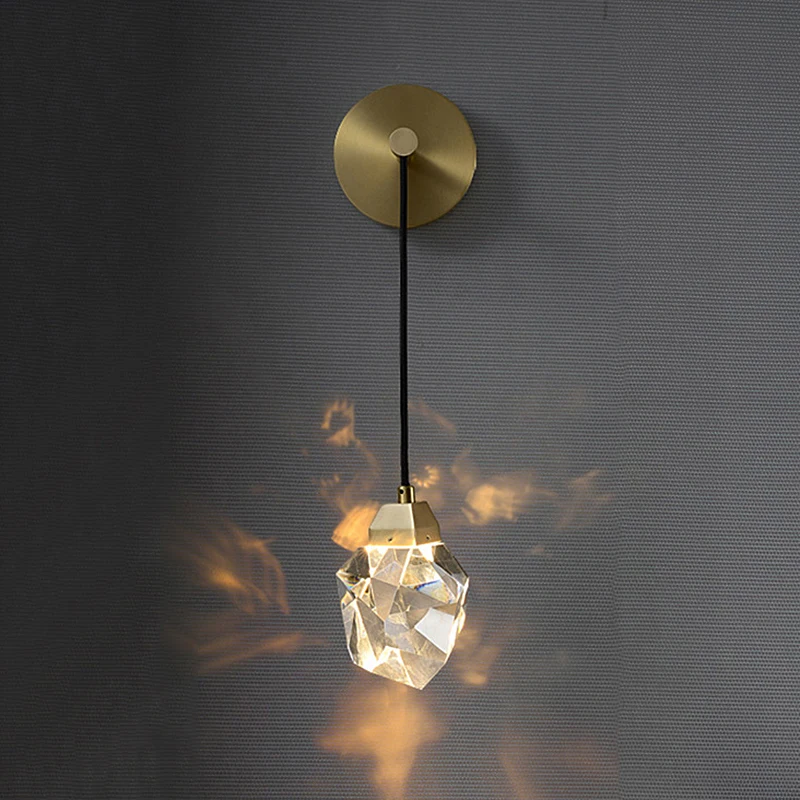 Light Luxury Crystal Copper Wall Lamp Living Room Aisle Modern Background Hanging Line Lamp Bedroom Bedside Pendant Lighting