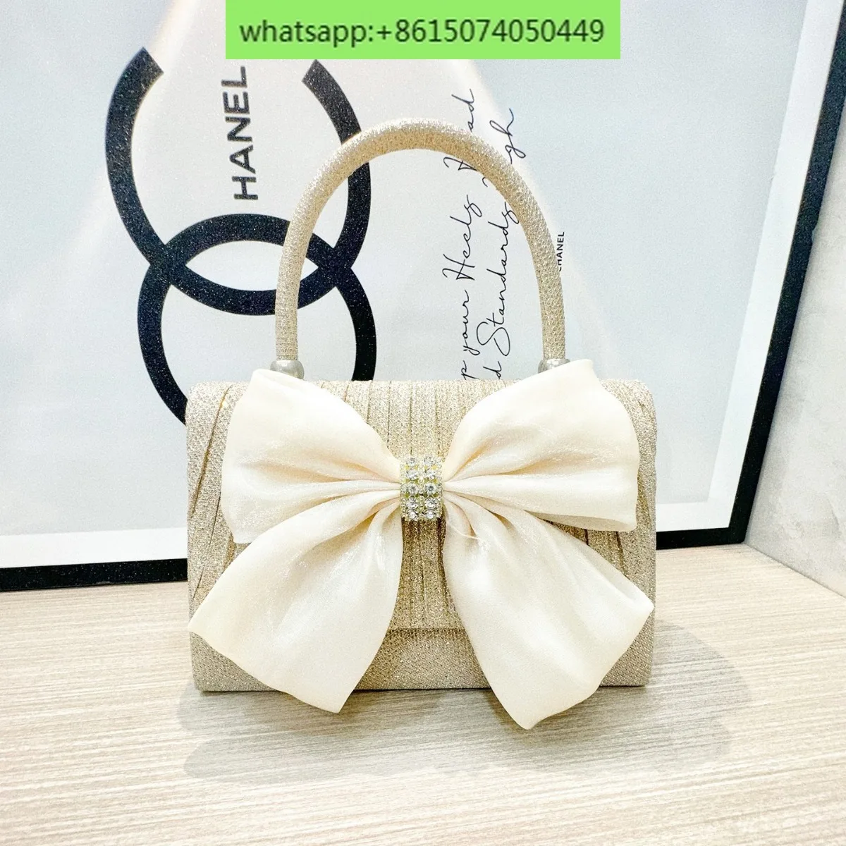 Bow handbag bag wedding bridesmaid pleated bag banquet dress diagonal dinner bag