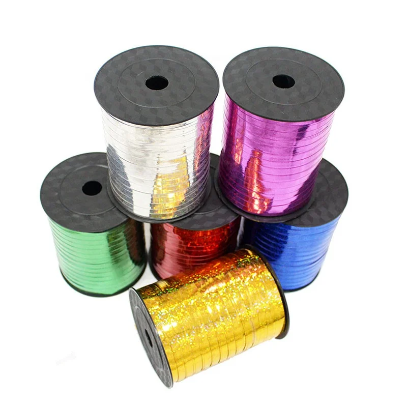 500Yard Laser Ribbon New Satin Ribbons Wedding Birthday Party Decorative for Balloons Gift Bag Cake Packing