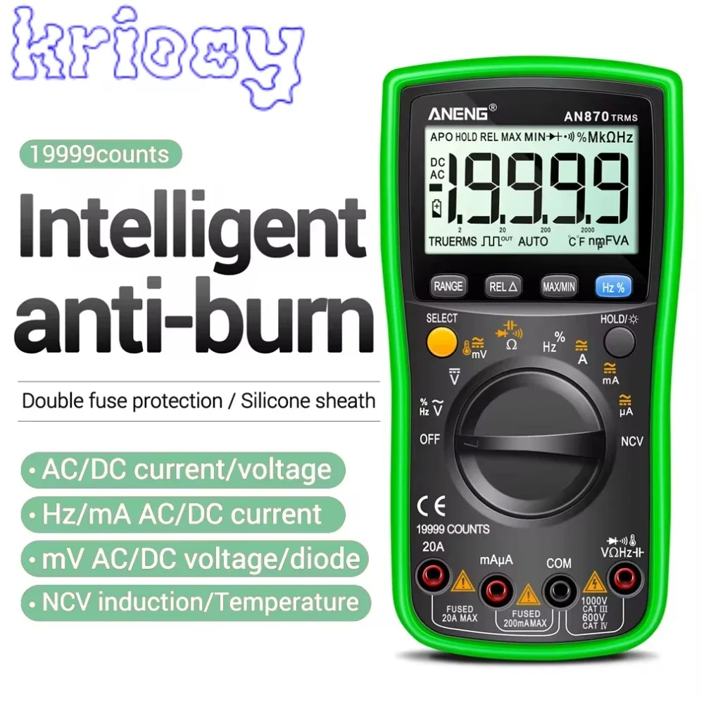 ANENG AN870 Digital Multimeter 19999 Counts True Rms Multimeters Transistor Tester Voltimetro Profesional Capacitance Meter Tool