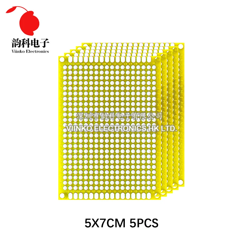 5PCS PCB Protoboard Yellow Double Side Prototype Board 2x8cm 3x7cm 4x6cm 5x7cm 7x9cm Printed Circuit Boards DIY Electronic Kit