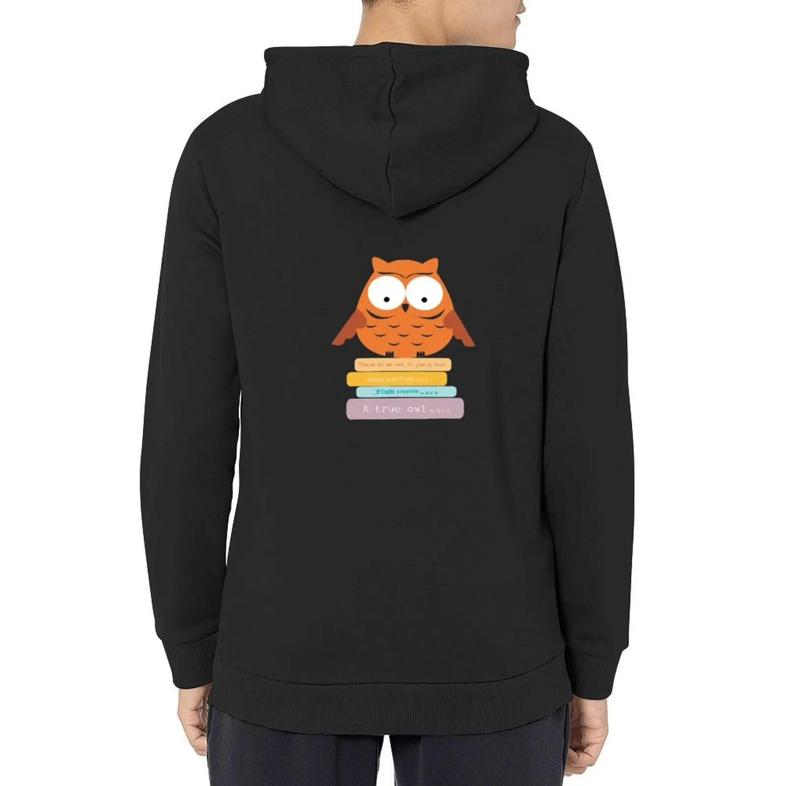 

Book Lover Orange Owl Hoodie japanese style mens clothing men's sweat-shirt set anime clothing hoodie for men
