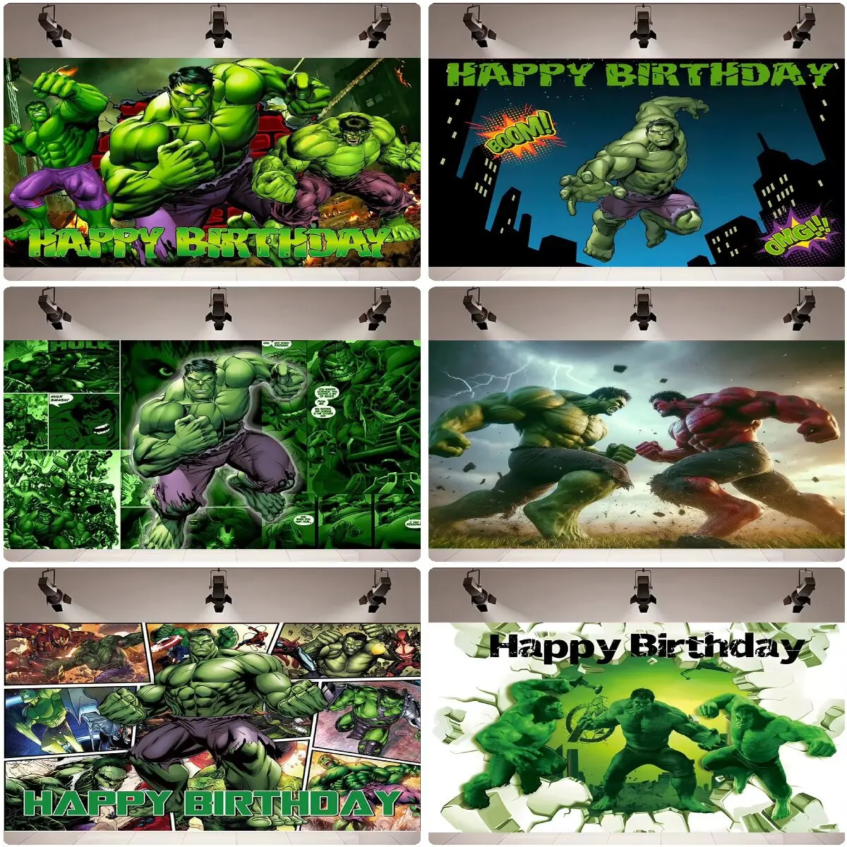 Décorations de fête sur le thème de Marvel Avengers Hulk Super-héros Hhlk : Table à gâteau, Bannière Joyeux Anniversaire, Cadeau pour enfants