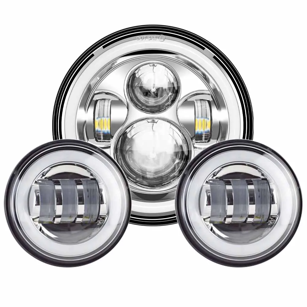 Motorfiets 7 inch Moto LED Koplamp met 4-1/2 "4.5 inch LED Extra Mist Passeren Licht lamp voor Harley Touring Electra Glide