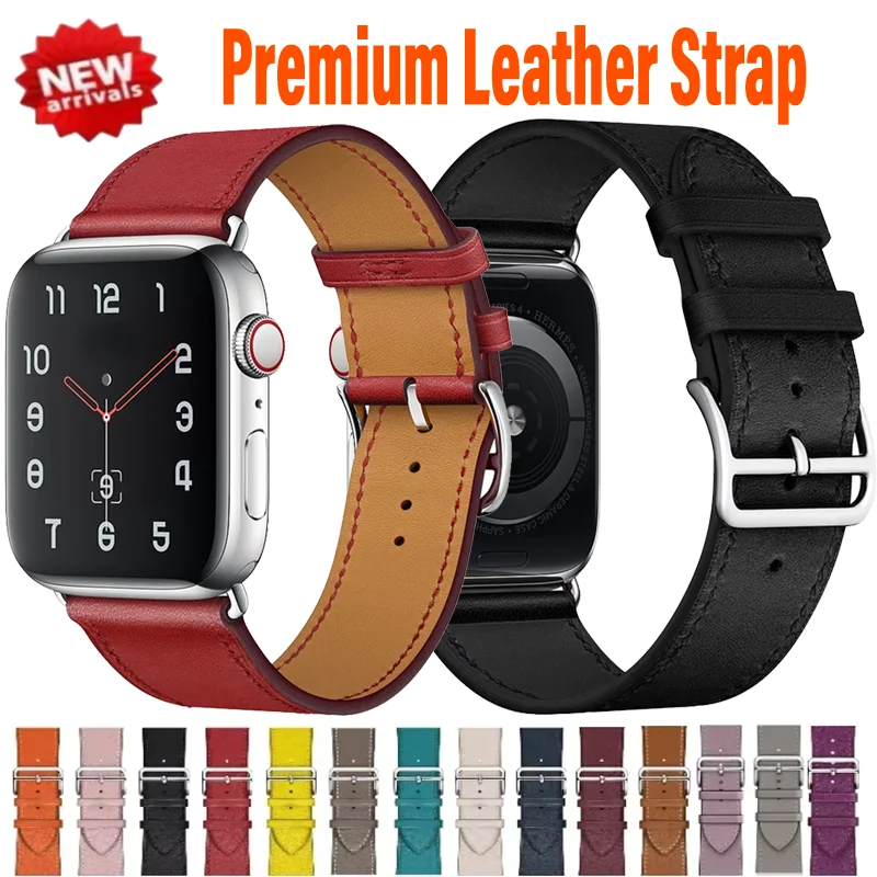 Correa de cuero Premium para Apple Watch 45mm 44mm 49mm 40mm 41mm 42/46mm pulsera cómoda y duradera iWatch Ultra 10 9 8 7 6 5 4