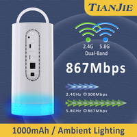 TIANJIE Smart Ai Router 4G+ LTE WiFi 6 Router Dual Bands 5G CPE Cat6 Wireless WiFi SIM Modem Indoor Router 10000mAh Mobile Wifi