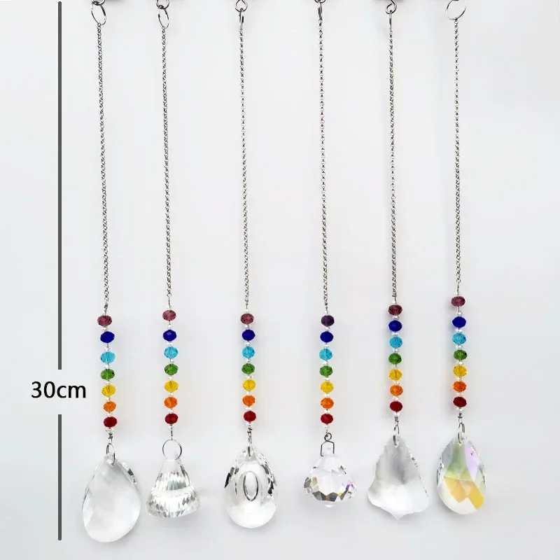 6pcs/lot Crystal Suncatcher Faceted Prism Chandelier Beads Part Hanging Ornaments Home Wedding Decoration Figurine Xmas Gifts