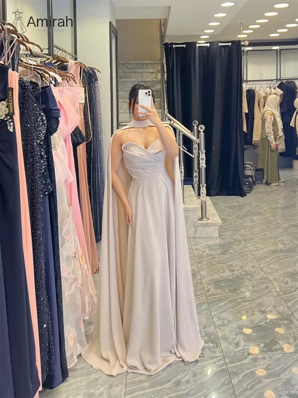 Amirah vestido de noite feminino fora do ombro feito sob encomenda a linha chiffon vestido de baile feminino 2025 fita vestido de baile vestidos de festa