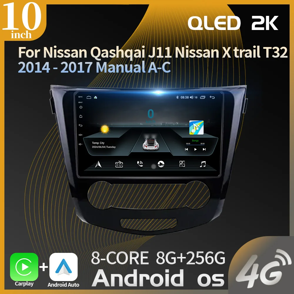 Per Nissan Qashqai J11 Nissan X trail T32 2014-2017 Manuale AC Autoradio Android di Navigazione BT Carplay Multimedia Stereo Schermo