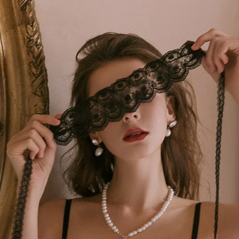 Eye Mask For Female Lace Black Hollow Out Blindfolded Patch Cosplay Costumes Accessories Bandage Strap Women Prom Sexy Eye Cover