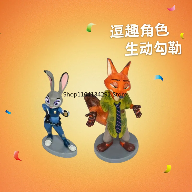Juego de regalo de juguete con estatuilla Original de Disney Zootopia Nick y Judy, regalo de cumpleaños perfecto para niños y niñas