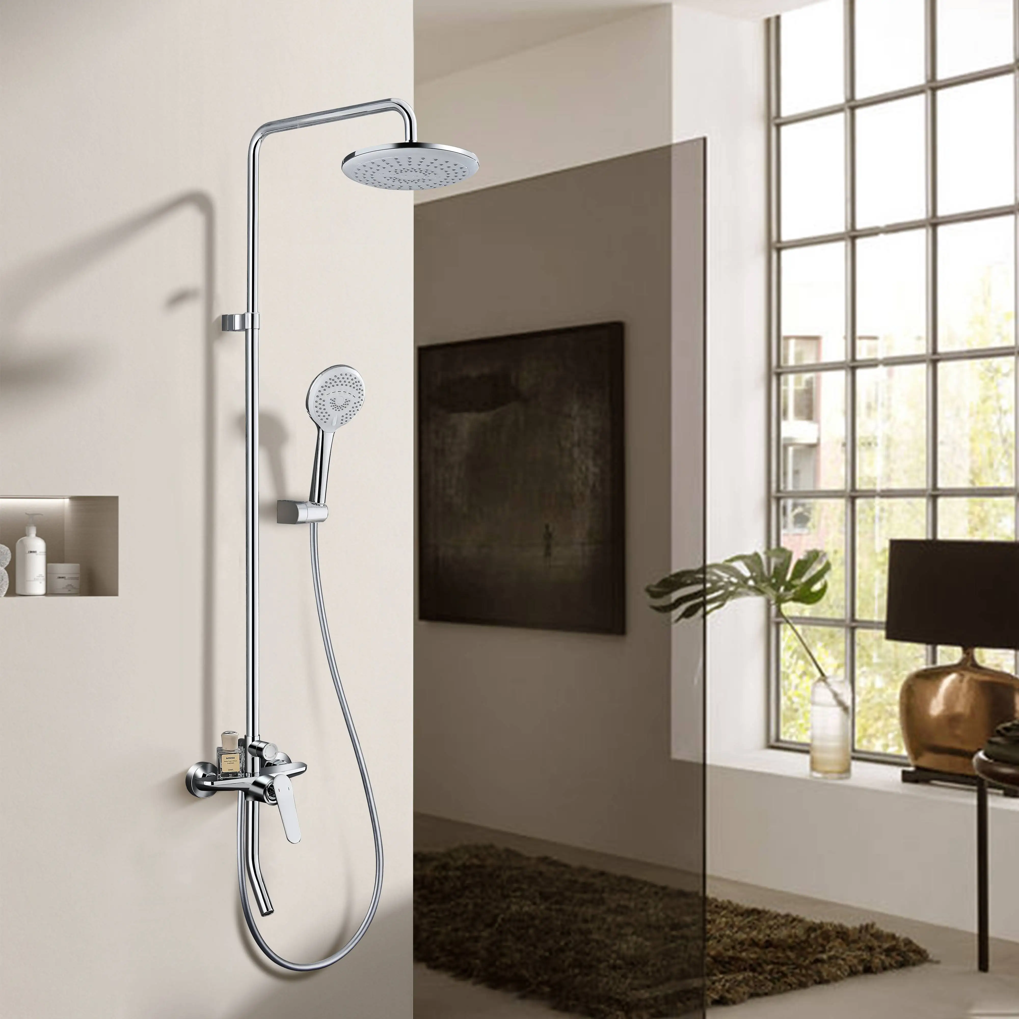 Bathroom Shower Three-Function Hot And Cold Mixer Rotary Handle wall mounted Rainfall shower set