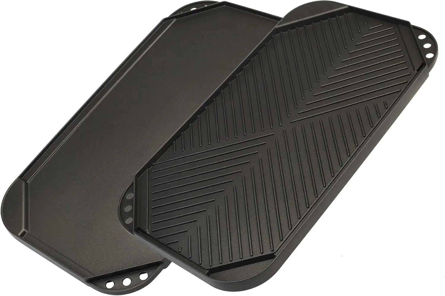 Plancha/Parrilla Reversible, Antiadherente, Apta para Lavavajillas, Plancha/Parrilla Familiar de Doble Quemador, Utensilios de Cocina, Aluminio Fundido, 19.5-