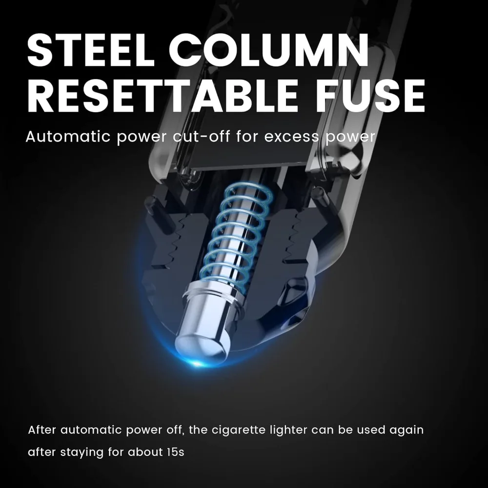 محول ولاعة سجائر YANTU ومقسم مع 3 مقابس بقدرة 150 وات وإضاءة محيطة LED، ومخرج سيارة مزدوج USB للشحن السريع 12 فولت