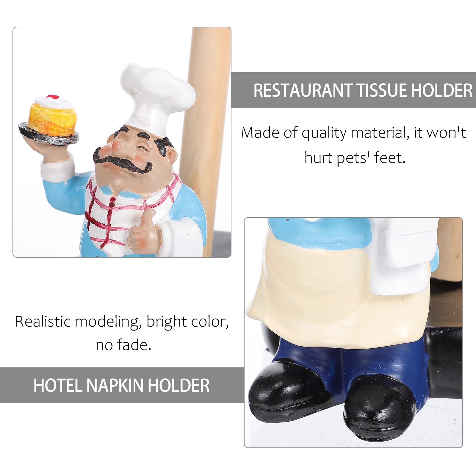 

1Pcs Chef Shaped Paper Towel Holder Decorative Napkin Rack Kitchen Countertop Tissue Stand Cling Film Organizer Resin Art Design