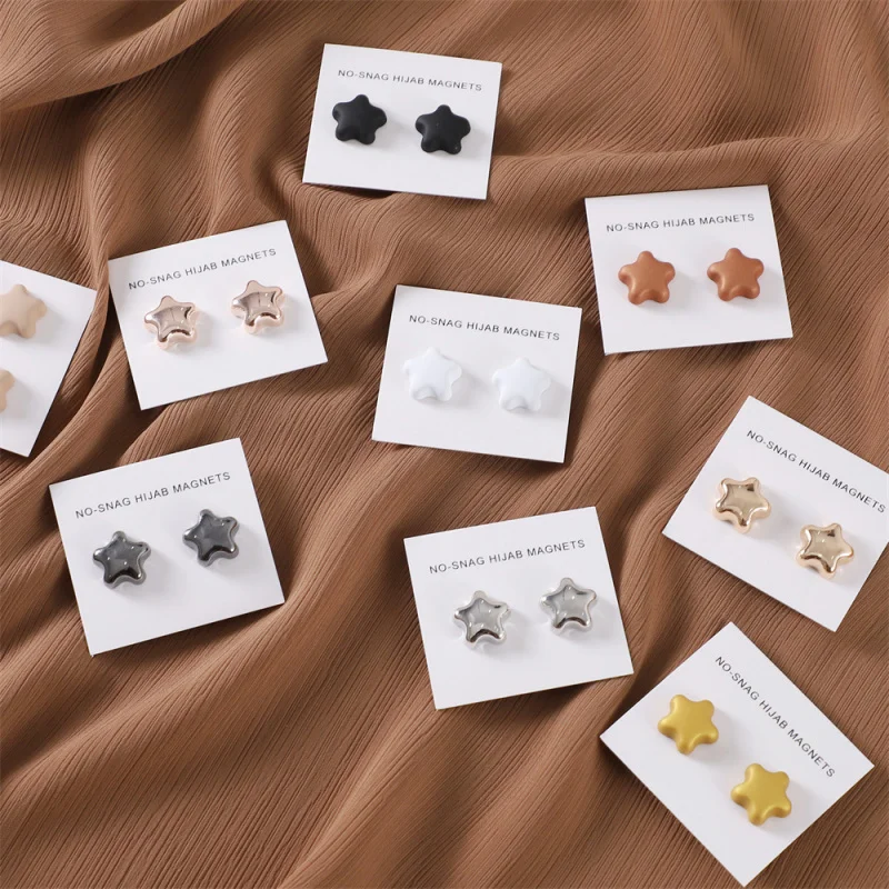 

Five-Pointed Star Alloy Strong Magnetic Buckle Scarf Clip Brooch Scarf Fixed Safety Pin Scarf Buckle Two Pieces