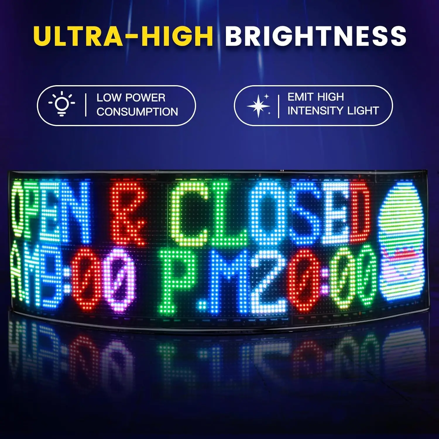 RGB Flexible Dual Screen LED Display Panel,  APP Custom Programmable Two Rows Scrolling Text LED Billboard for Commercial Store