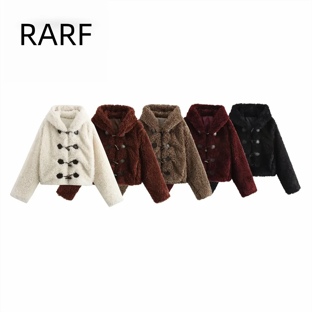 

2024 Autumn/Winter New Product Women's Wear Knot Buckle Decoration Fur Effect Short Coat Coat Hoodie Jacket