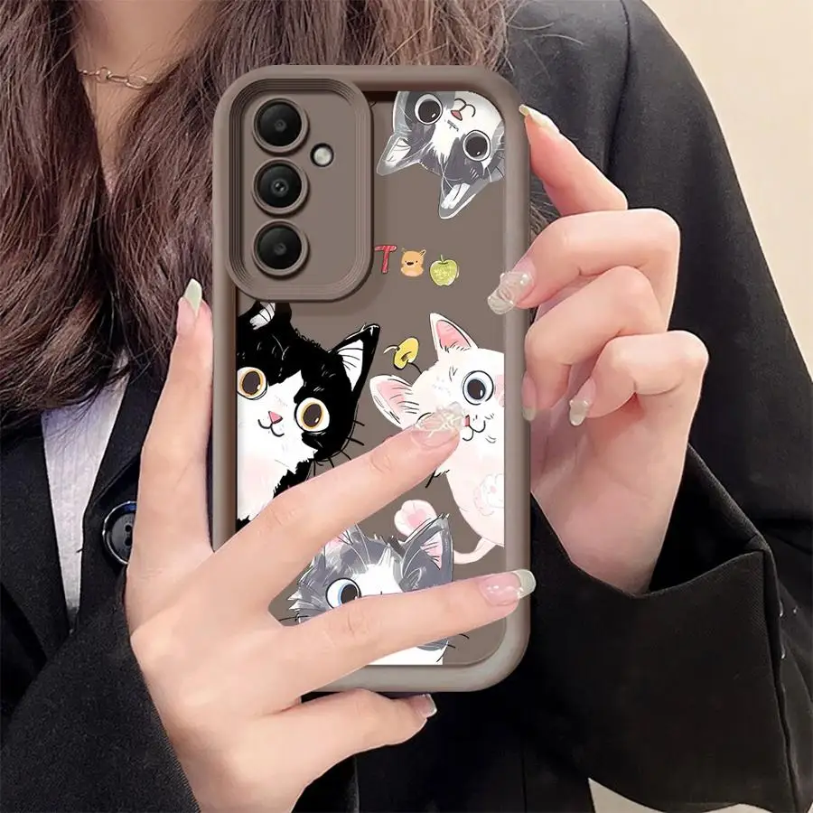 Shockproof Case For Samsung Galaxy A54 A52 A14 A53 A12 A13 A50 A23 A51 A71 A34 A21s Silicone Phone Cover Funny Cute Cartoon Cat