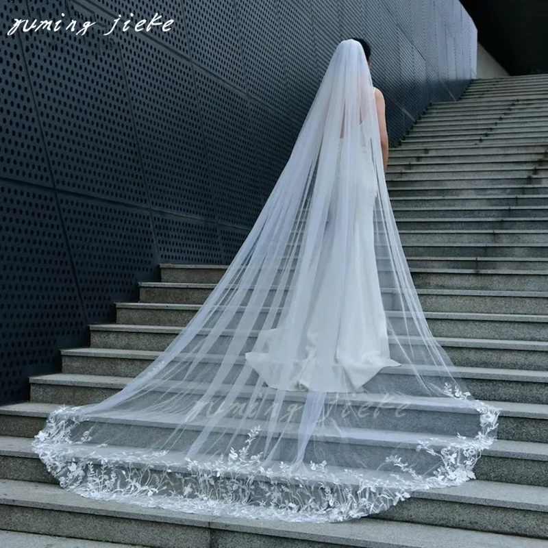 

One Layer 300cm Long Wedding Veil Lace Applique Bridal Veil