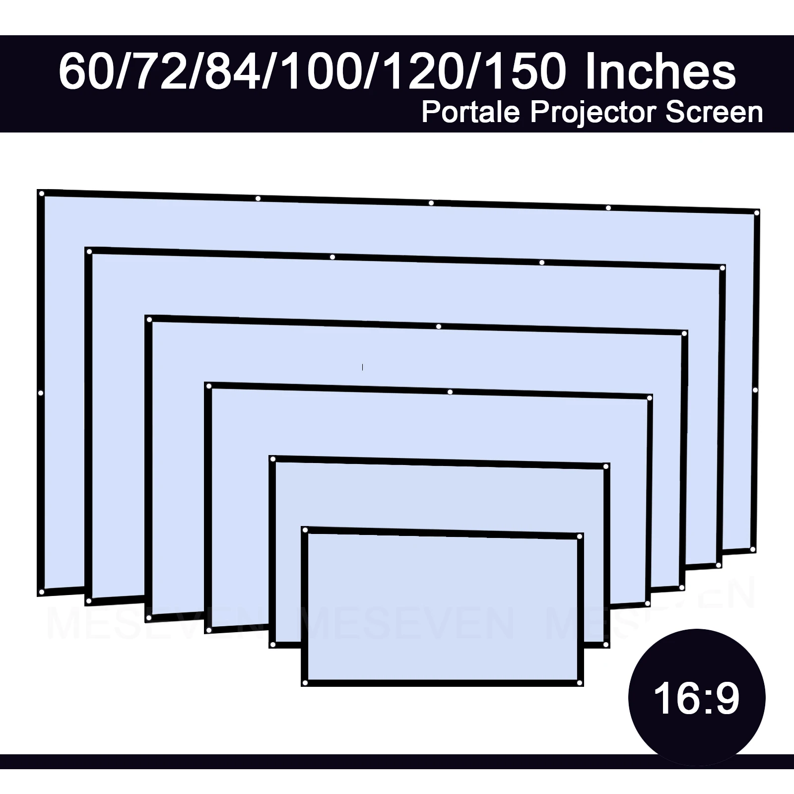 

60-150 дюймов 16:9 портативный легкий экран для проектора без морщин для дома и улицы спереди и сзади ткань для проекционной шторы