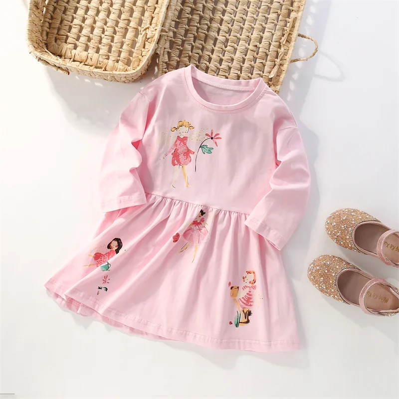 Jumping Meters 2-7 Princess Girls Dresses Fairy Tale Cotton Long Sleeve Children's Clothes Party Fashion Kids Frocks