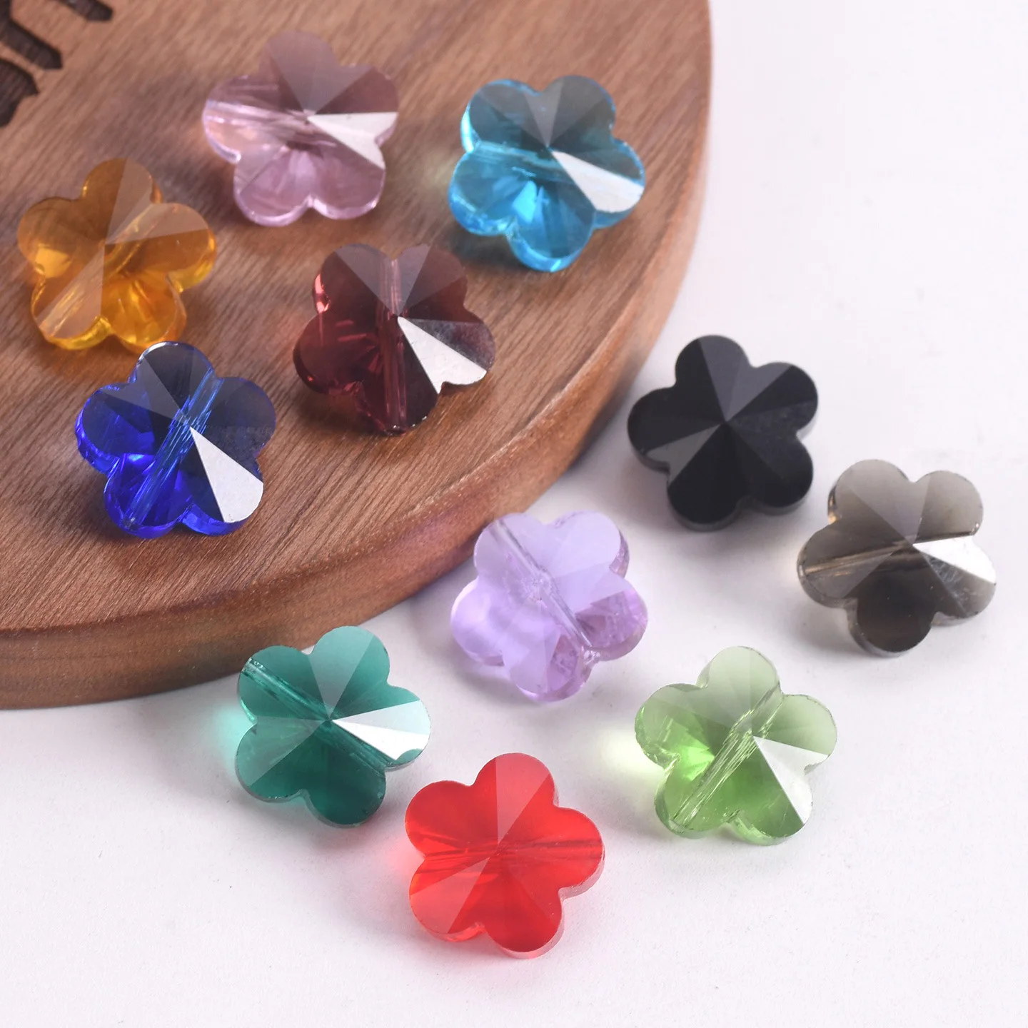 10 stücke 14mm Blume Form Facettierte Kristall Glas Lose Handwerk Perlen für Schmuck, Die DIY Handwerk