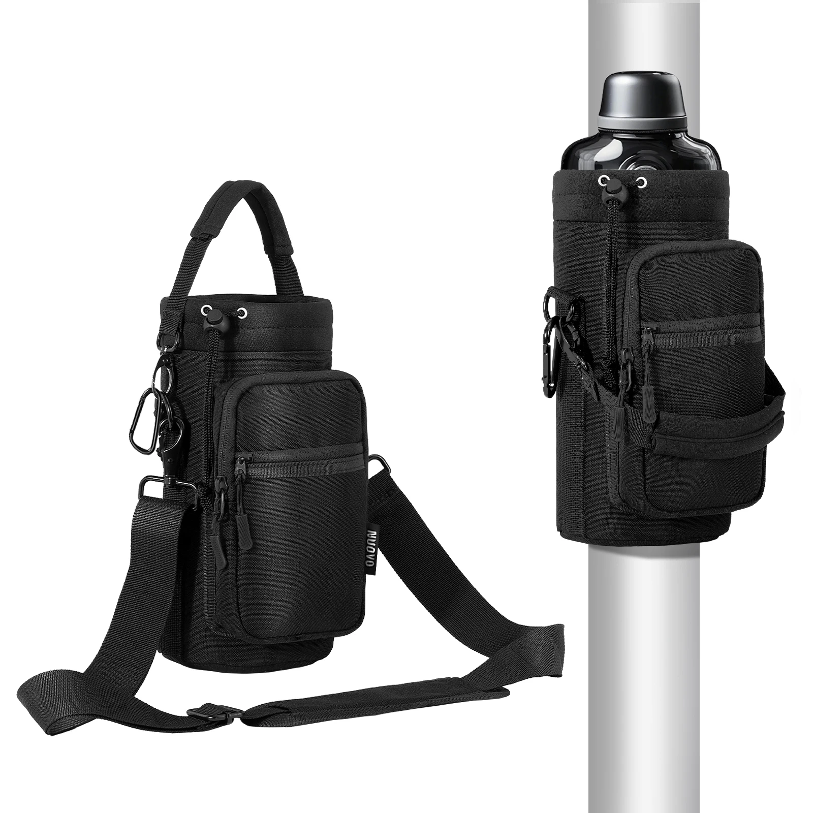 40oz Water Bottle Carrier Bag Adjustable Shoulder Hand Strap 2 Pocket Sling Neoprene Sleeve Sports Accessories for Hiking Travel