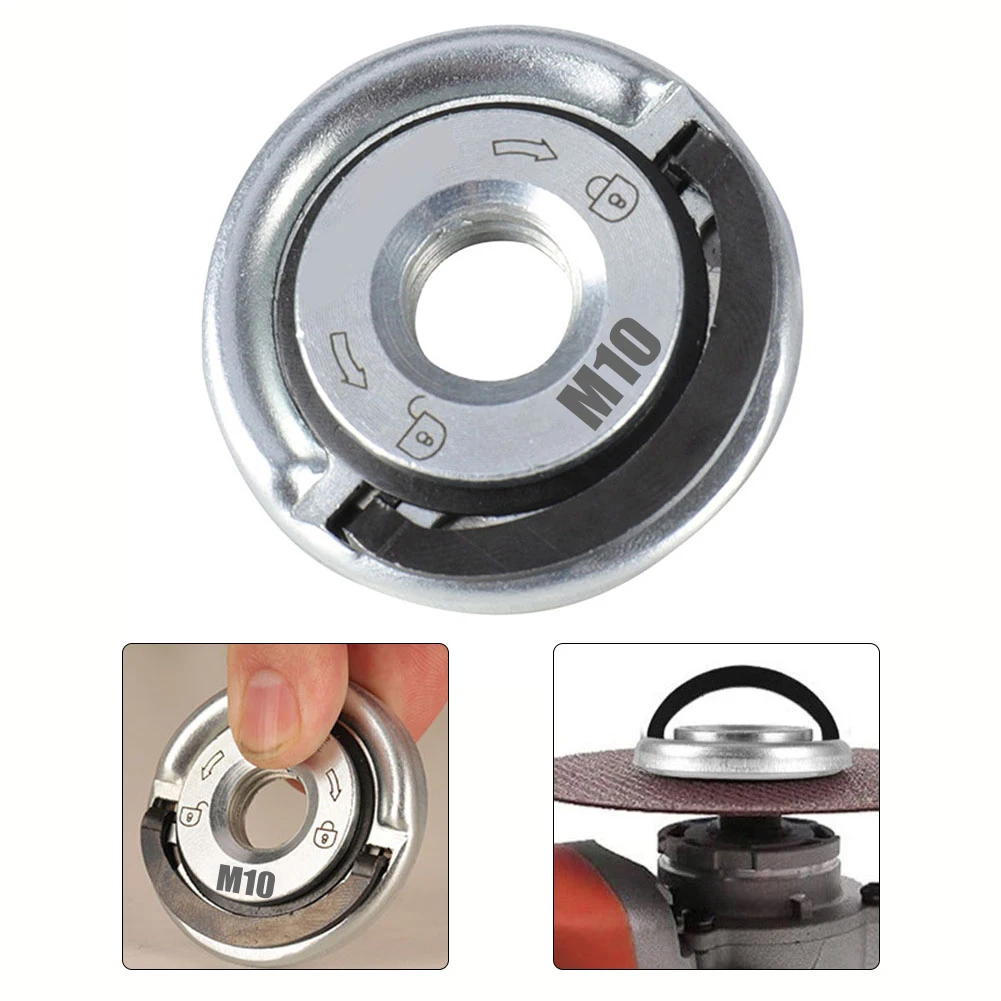 1pc M10 Self-Locking Grinder Pressing Plate Quick Release Flange Nut Power Chuck For Cutting Disc Grinding Tools