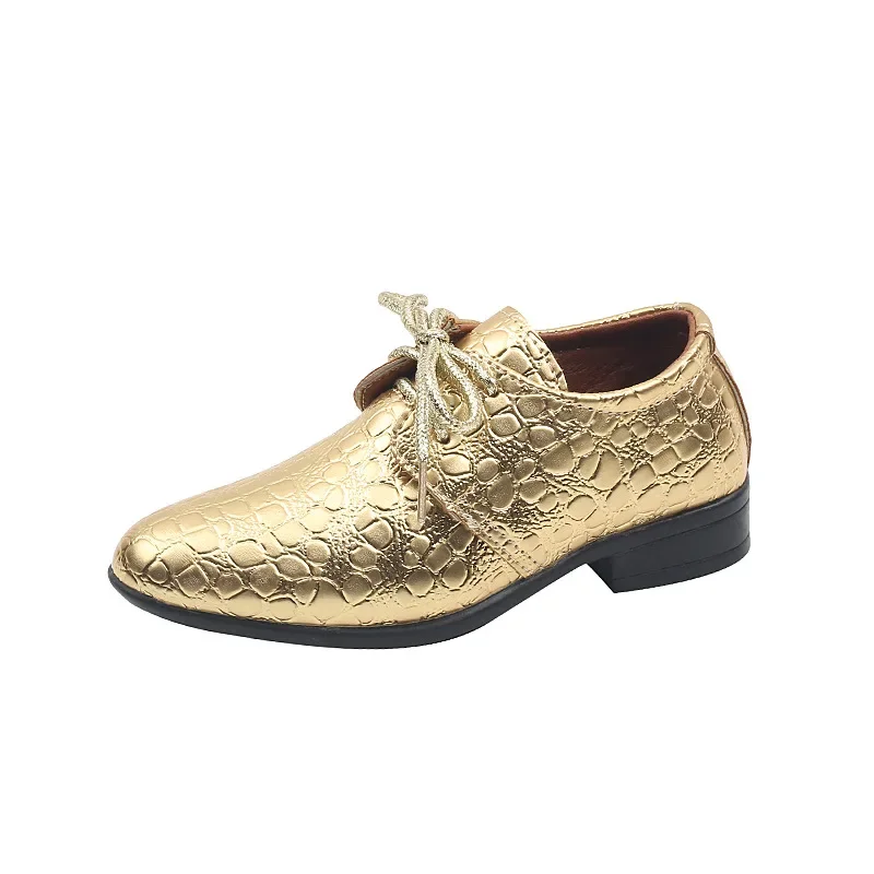 Boys Leather Shoes for Party Wedding Shows Catwalk Lace-up Classic Kids Fashion Casual Shoes Loafers Children Dress PU Low-heels