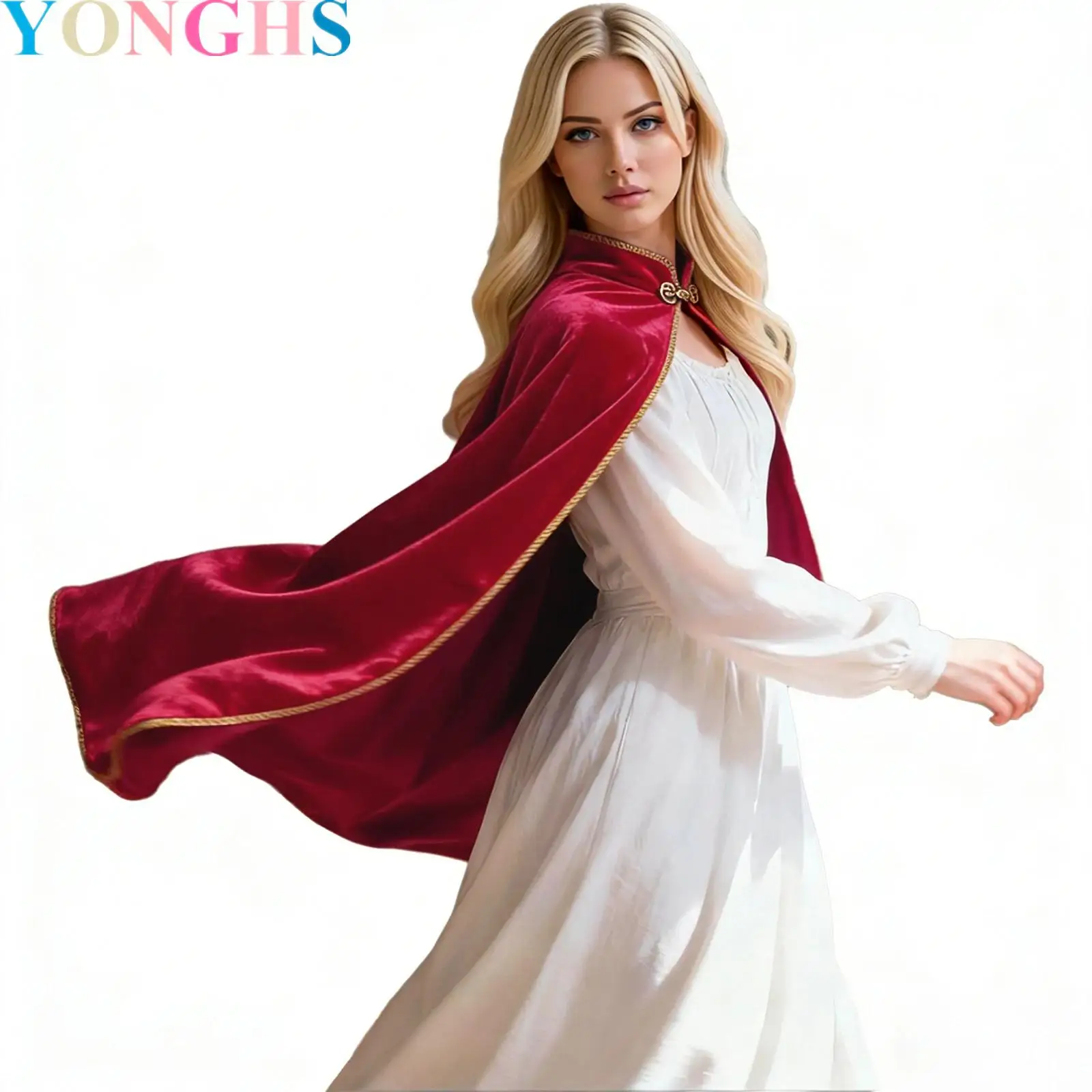 

Adults Medieval Velvet Cloak Stand Collar Renaissance Cape for Halloween Themed Party Cosplay Stage Performance