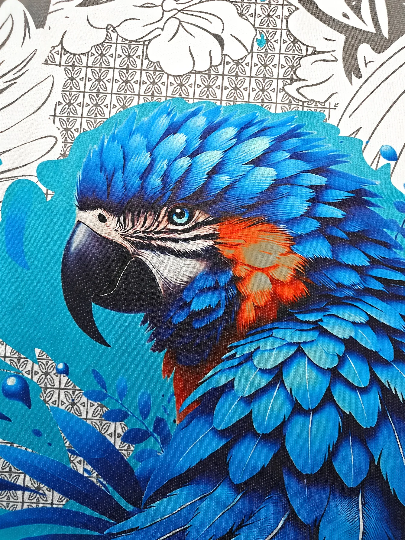 Brasilien Fußballtrikot, blaues Macaw-Papageien-Grafik-Fußballshirt, Brasil Nature Fan Edition Freizeit-Sport-T-Shirt, schnell trocknendes T-Shirt – Detail 4