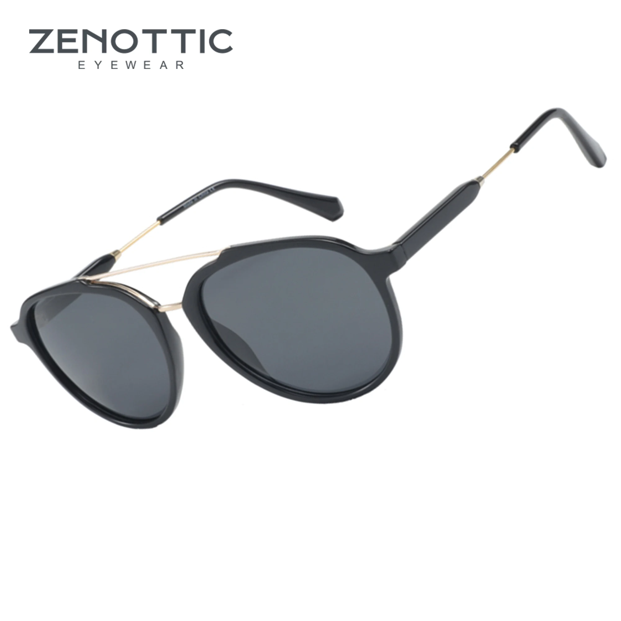 

ZENOTTIC Trendy Fashion Unisex Polarized Sunglasses Premium Metal Frame Double Bridge Pilot Sunglasses UV 400 Protective Shade