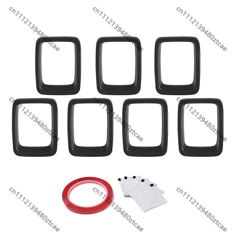 Car Exterior Styling Modification 7 Hole Front Center Grille Decorative Cover, Front Face Grille Trim Styling Replacement