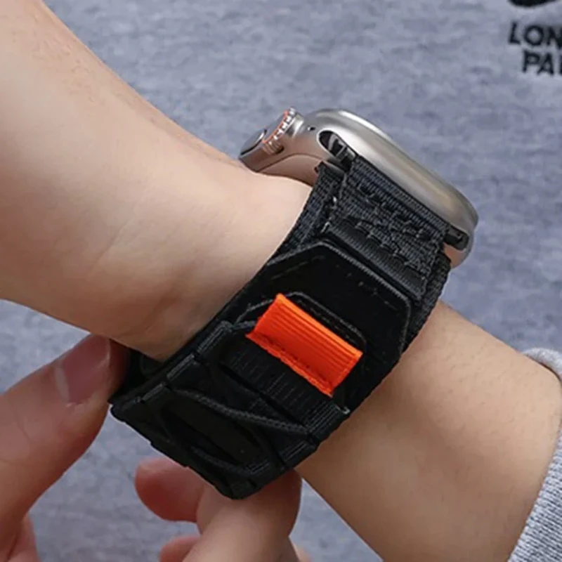 Nylon-Schlaufenarmband für Apple Watch Band 40 mm 44 42 46 41 45 38 mm Sportarmband Iwatch Serie 10 9 8 7 6 SE 5 4 Ultra 2 49 mm