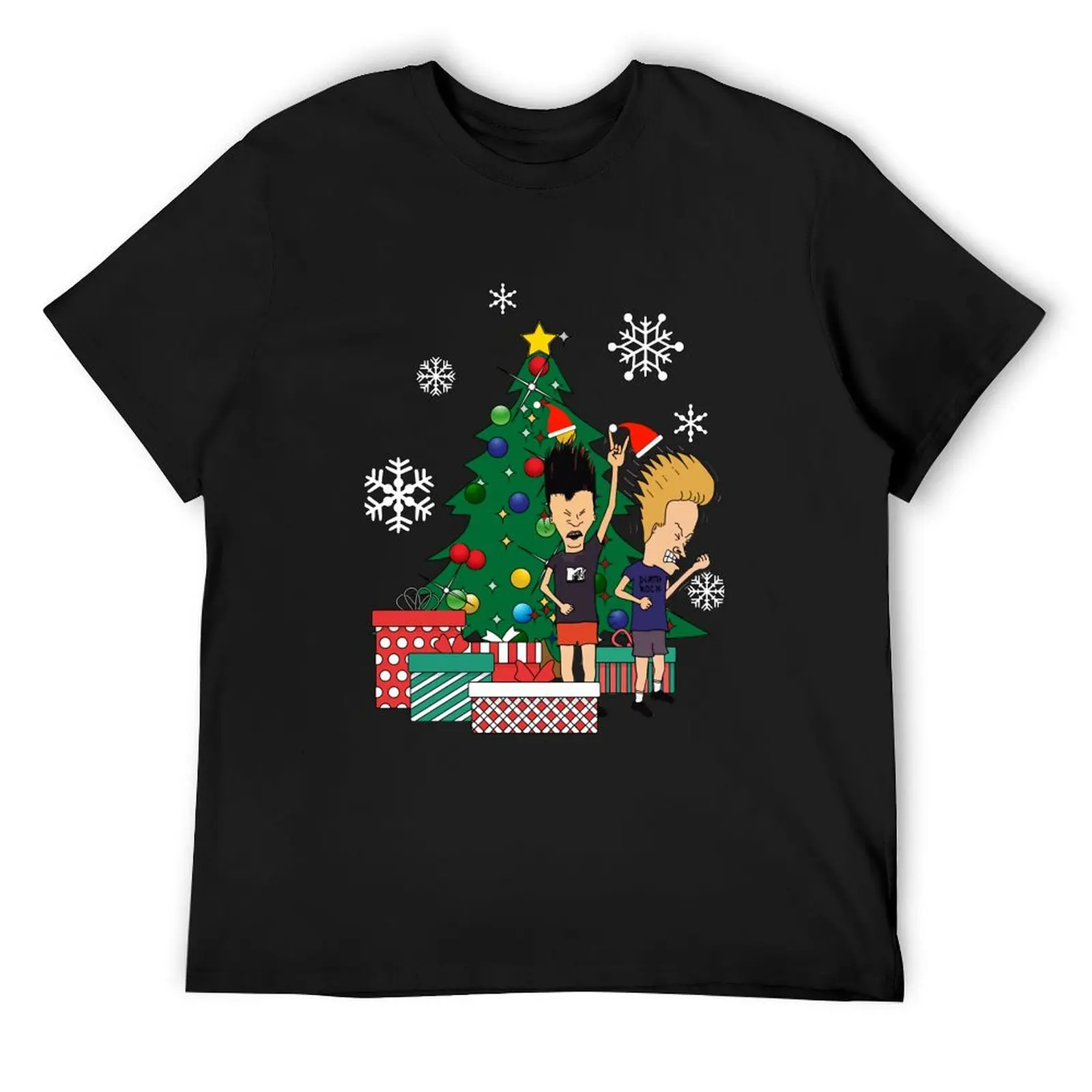 

beavis butthead next to christmas tree T-Shirt shirts graphic tee animal prinfor boys vintage plain black t shirts men