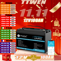 TTWEN Energy Storage Battery 12V100AH Rechargeable Battery With Bluetooth Function Car Home Outdoor Solar PoweredMobilePowerBank