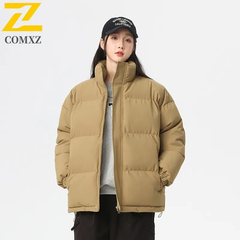 

COMXZ 2025 New Cotton Jacket Unisex Couple Winter Hot Sale Solid Color Hooded Parka