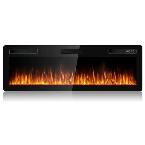 60 inch Ultra-Thin Silence Linear Electric Fireplace, Recessed Wall Mounted | Low Noise, Fit for 2x4 and 2x6 studs.