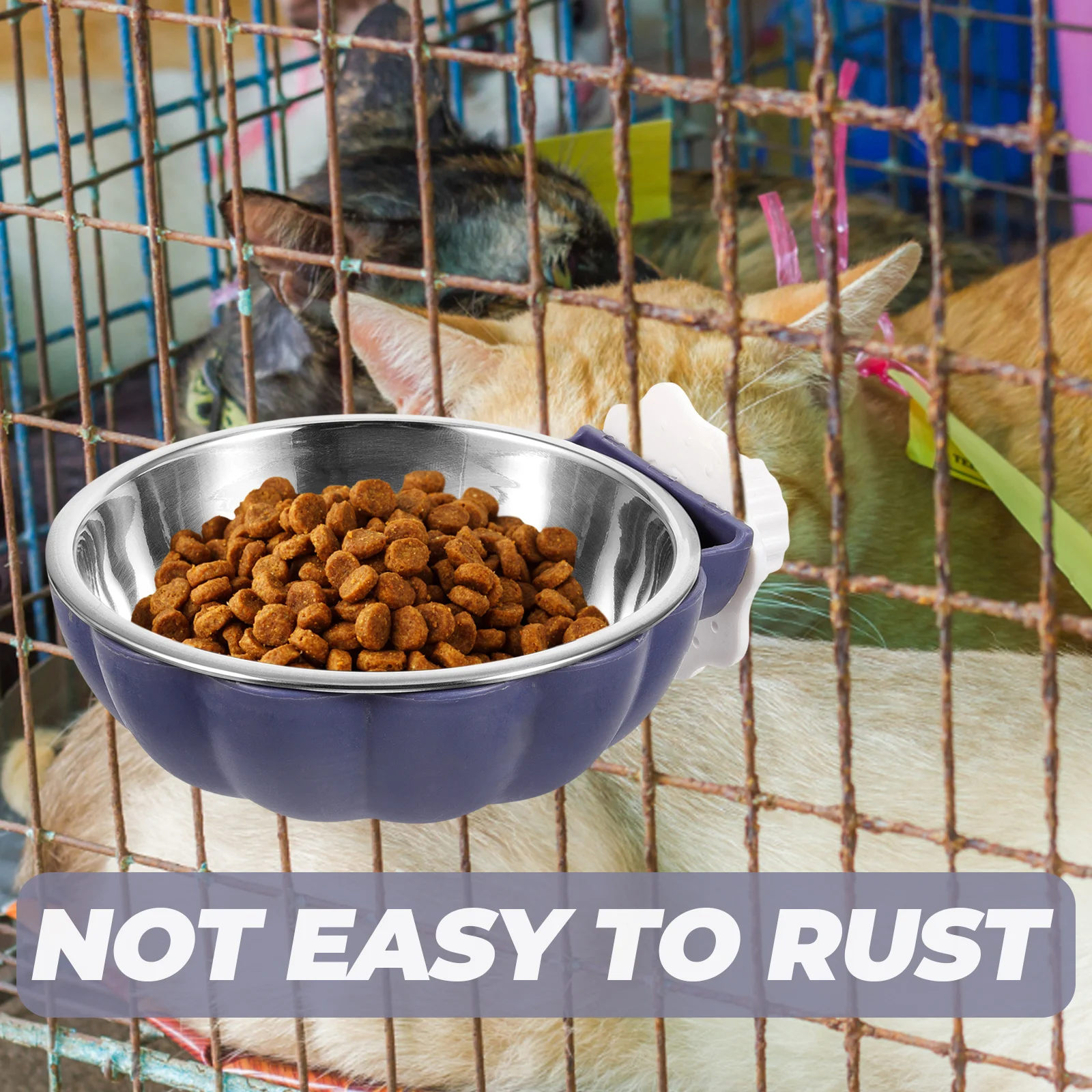 

Pet Dog Cage Hanging Bowls Stainless Steel Plastic detachable design safe for pets cat rabbit feeder Pumpkin Bowl dog dishes