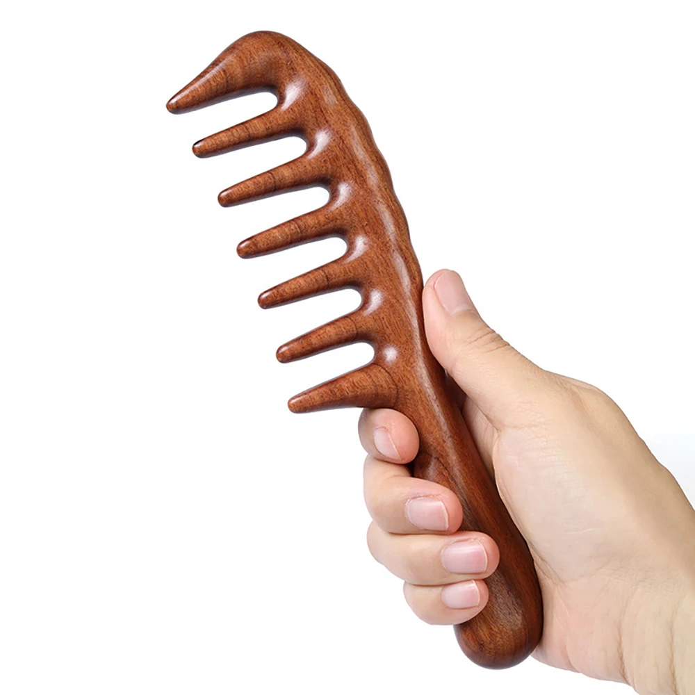 1 PC Sandalwood Wide Tooth Comb Handmade Wide Tooth Sandalwood Comb Scalp Massage Hair Pick Anti-Static Natural Detangler