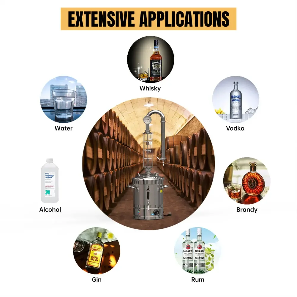 HOOLOO CT20s مجموعة التقطير المنزلي معدات تقطير الكحول الساكنة جهاز Moonshine براندي ويسكي رم جين