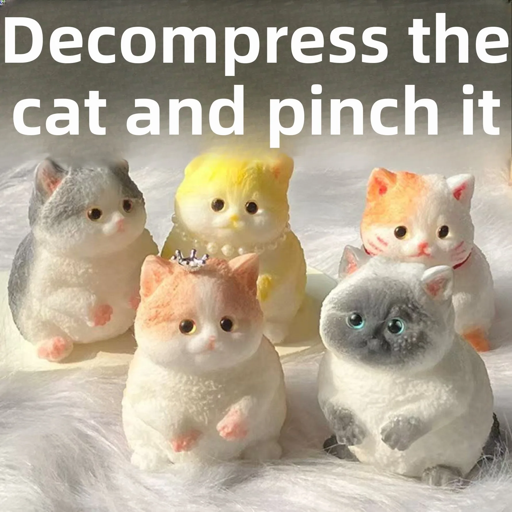Realistic Fat Cat Squishy Toy Slow Rising Soft PVC Stress Relief Desk Decoration Hand Painted Figure
